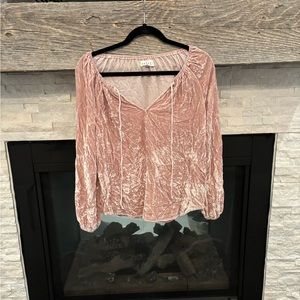 Velvet by Graham and Spencer crushed velvet rose gold blouse